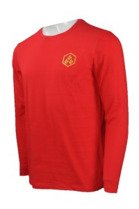 T744  團體訂做長袖男裝T恤 設計印花LOGO款活動T恤 長袖T恤製造商    紅色  薄長t恤